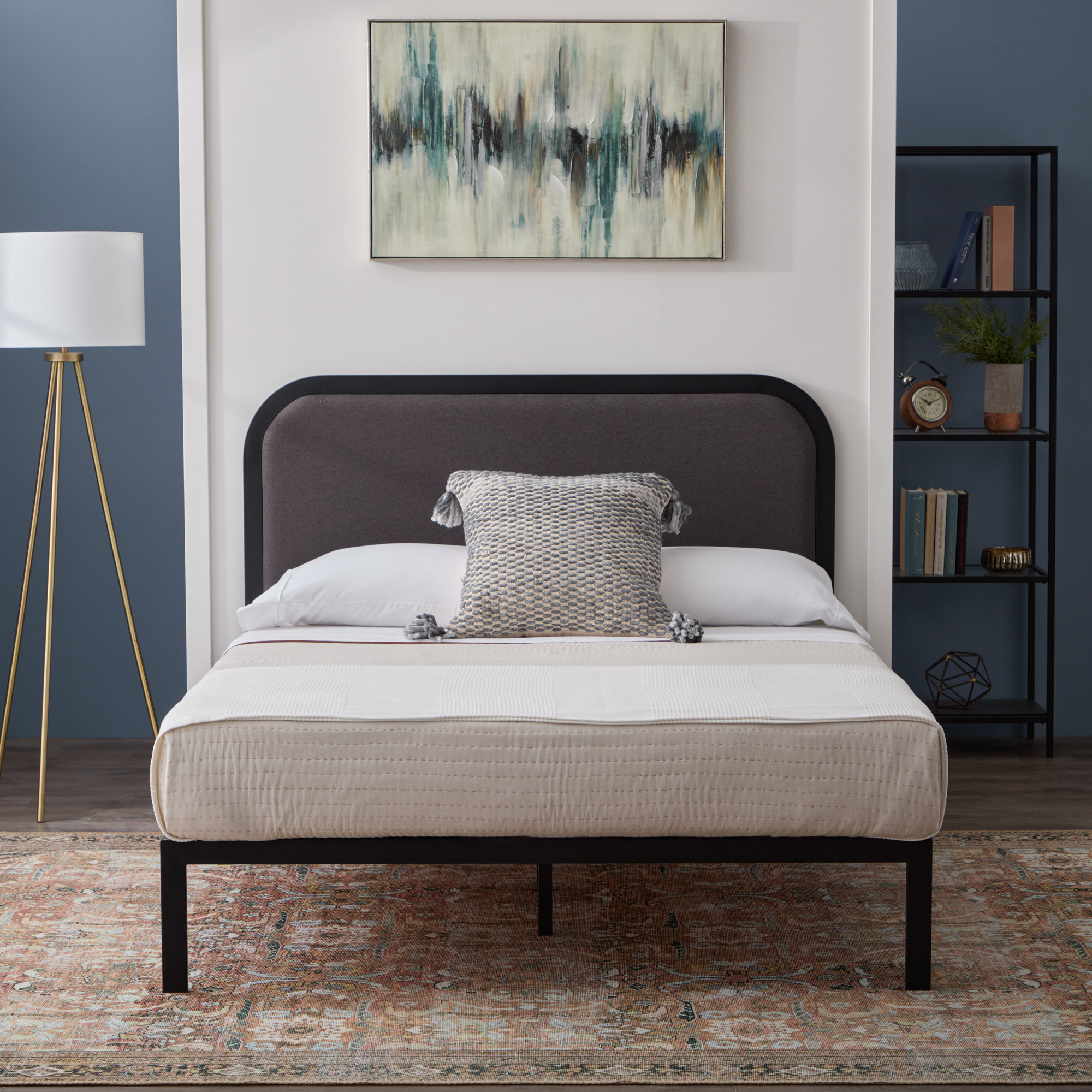 Steel bed frame with headboard sales
